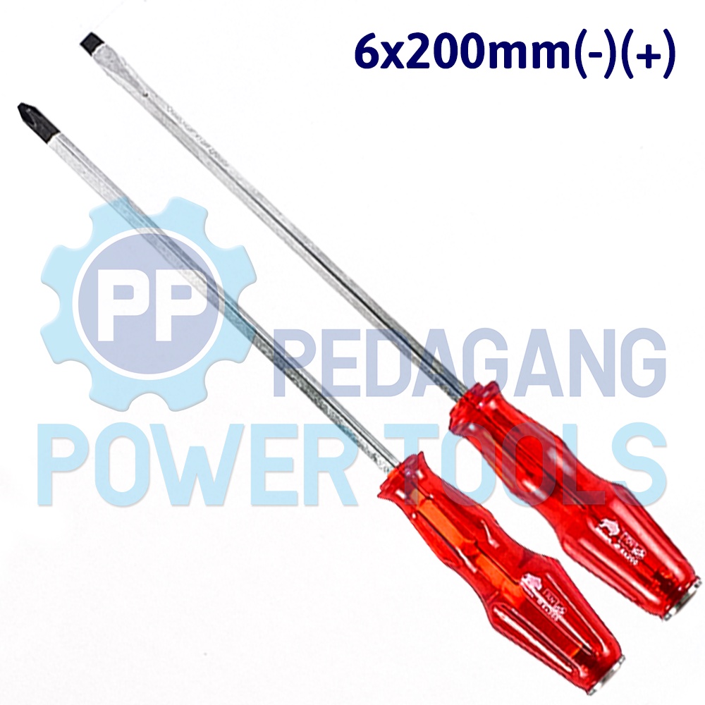 PAKET 2 SET BISON 8&quot; OBENG TEMBUS PLUS MINUS KETOK GO THRU SCREWDRIVER