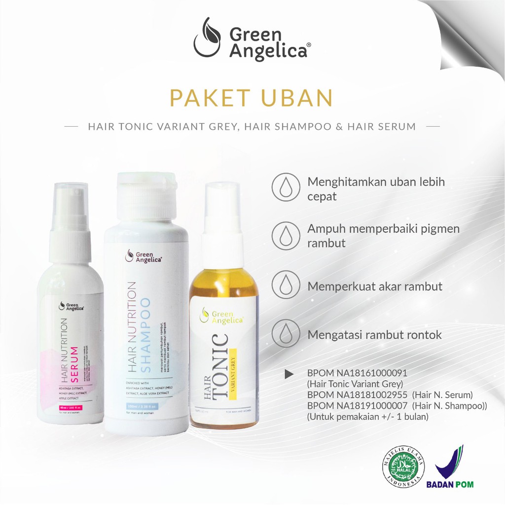Cepat Menghilangkan Uban dan menghitamkan rambut Permanen Paket Uban  Alami Green Angelica PREMIUM