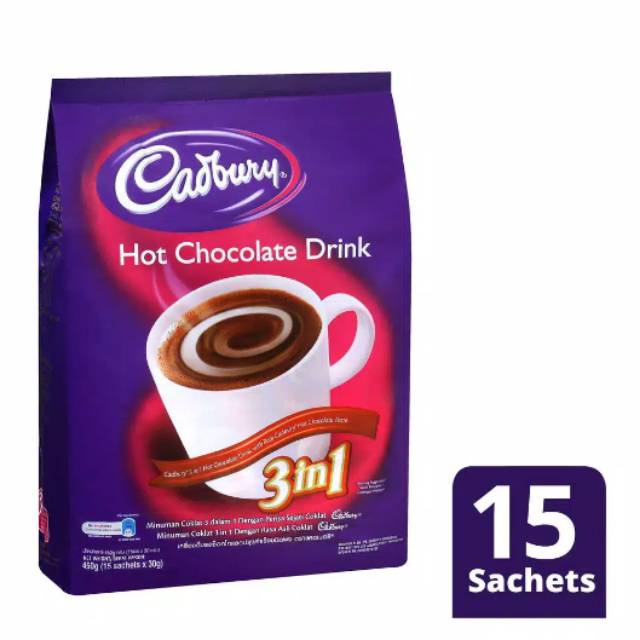 

CADBURRY HOT COKLAT DRINK 3 IN 1 450G 15 SACHET