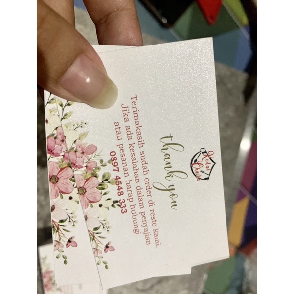 

Kartu Ucapan/Kartu Nama/Thanks Card Kertas Jasmine Glitter