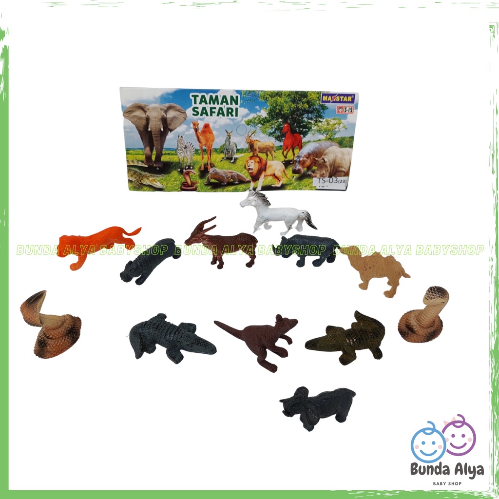 Set Mainan Anak Hewan Kebun Binatang Animal Figure Wild Animal Isi 12 Edukasi Anak Binatang