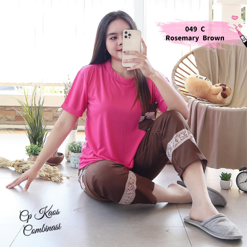 IZANY Piyama Dewasa CP Oblong Kaos Celana Panjang Rayon Fit to XL-049 ROSEMARY BROWN