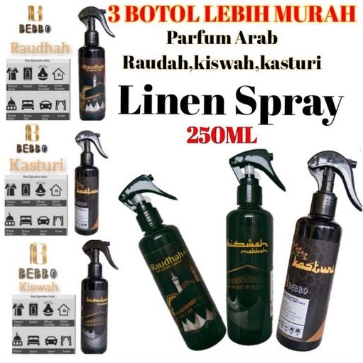 Paket 3 Botol Parfum Rindu Raudah  Spray 250ml/Parfum Arab Serbaguna