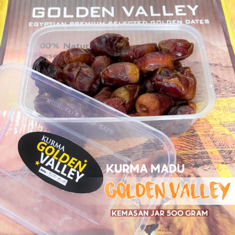 

Kurma Golden Valley 500gr kemasan Jar Toples Kurma Madu Mesir