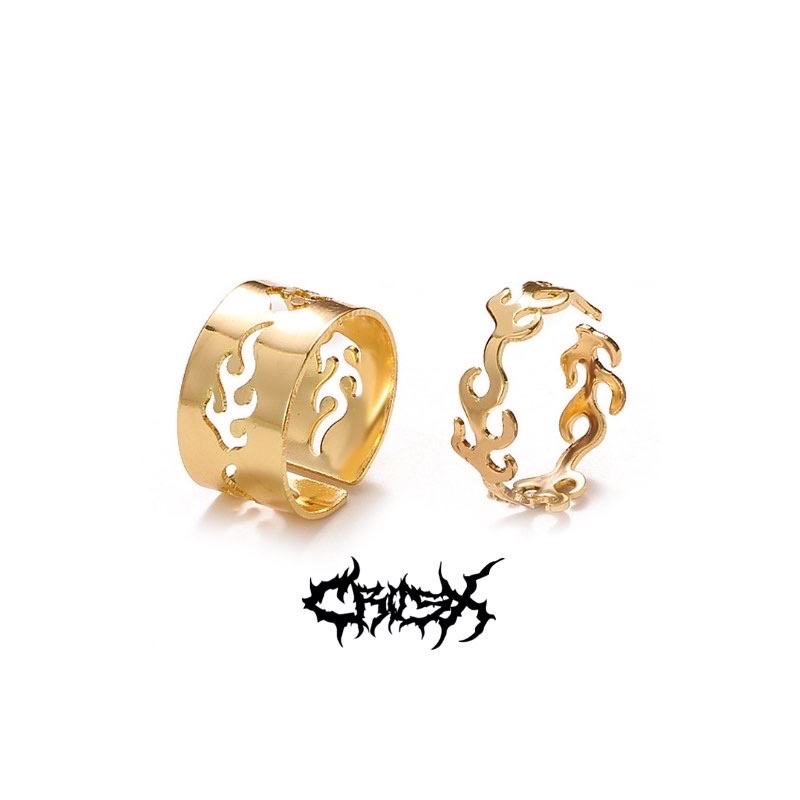 2PCS FLAME SILVER RING / FIRE FLAME COUPLE RING SET / CINCIN API SILVER / CINCIN HIPHOP PUNK RING COUPLE RING CINCIN COUPLE KOREAN STYLE FLAME RING CINCIN API STYLE KOREA AESTHETIC RING ESTETIK CINCIN AESTHETIC CINCIN TITANIUM CINCIN PRIA CINCIN WANITA