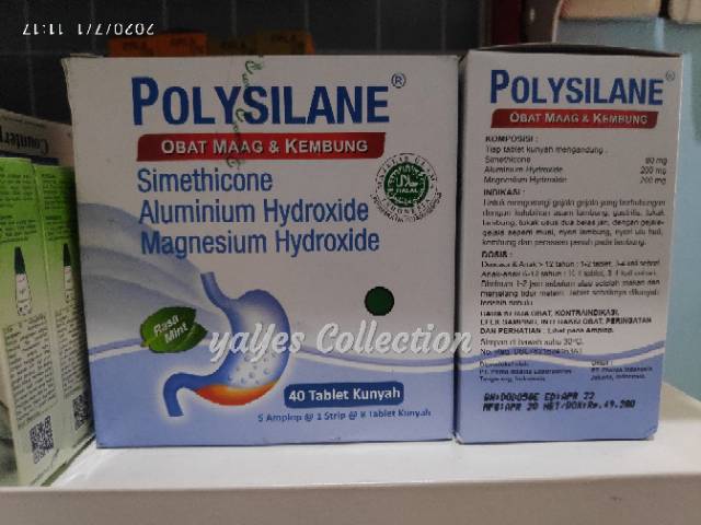 Polysilane obat maag kembung perut pil kunyah 1 strip 8 tablet polisilen polycilane mag