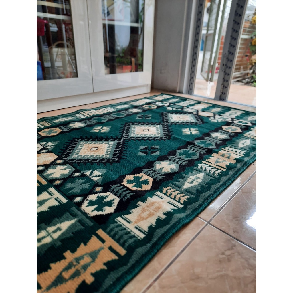 KARPET MIRZAE 100 X 150 MZ07 GREEN Karpet Lantai Hijau, Permadani Bulu Tebal-5