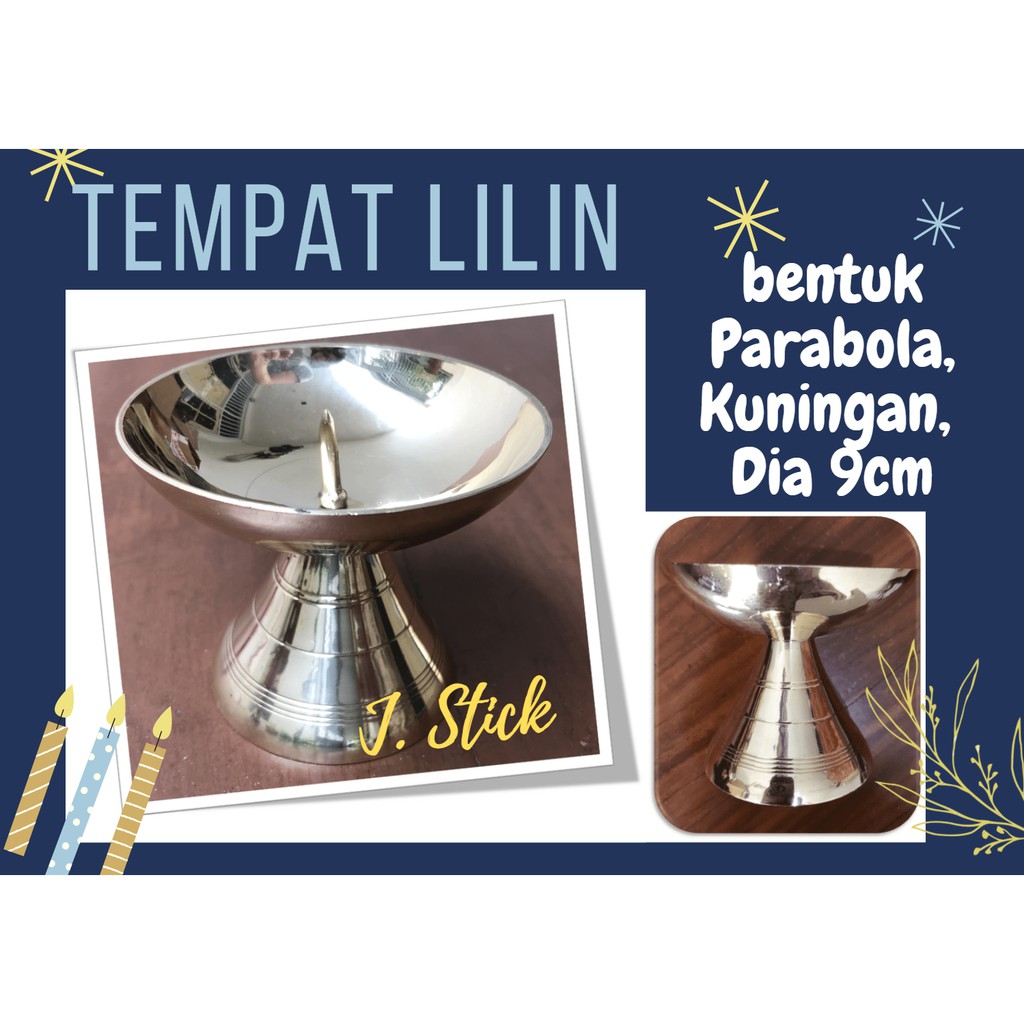 Tempat Lilin - Kuningan, bentuk Parabola - dia 9cm