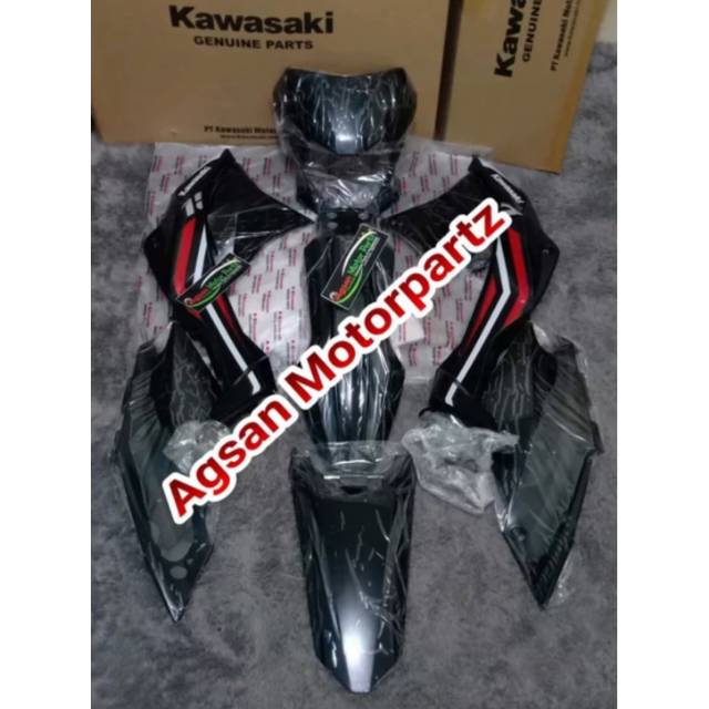 Full cover body KLX 150 DTracker new hitam list merah KLX DTracker SE 2017 Original kawasaki