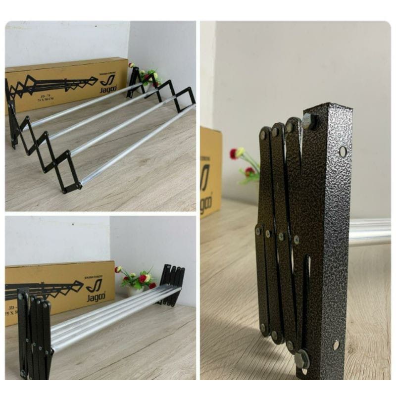 Jemuran Lipat Murah tempel dinding, gantungan handuk, pakaian serbaguna Surabaya anti karat