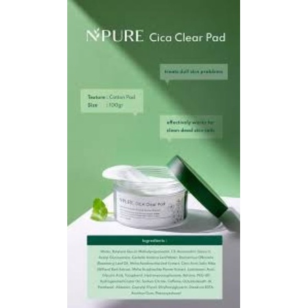 NPURE CICA CLEAR PAD 100ML ISI 30 PADS (EXP JUNI 2025)