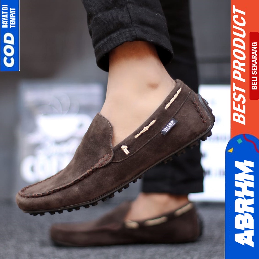 Sepatu Slip On Santai Casual Slop Kerja Hitam Pria Abrhm Hunigo