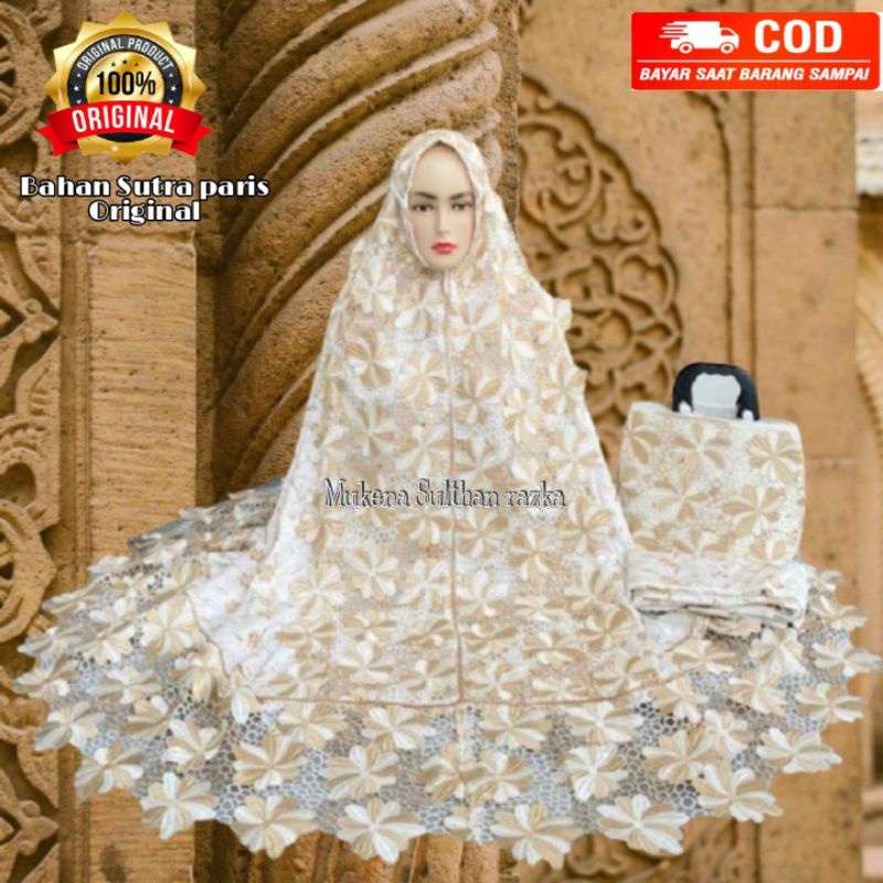MUKENA MUKENAH JUMBO DEWASA BORDIR SUTRA PRADA MEWAH CANTIK PREMIUM ADEM MOTIF TERBARU 2020 2021 TEL
