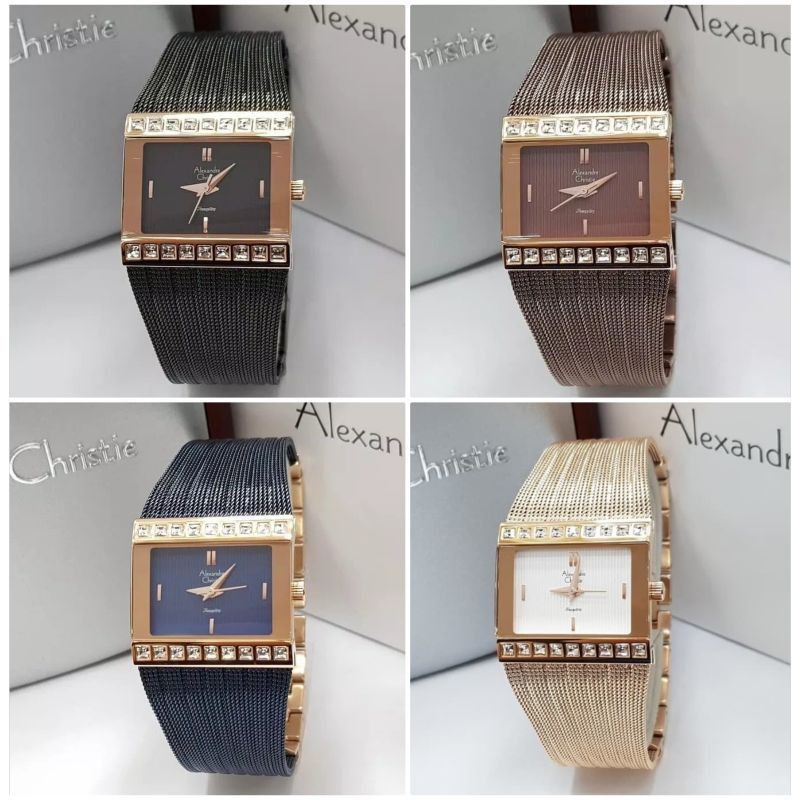 jam tangan wanita ALEXANDRE CHRISTIE 2561LH original combinasi tali pasir
