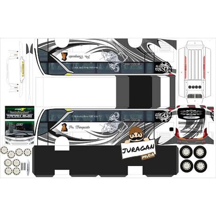 DIY Miniatur Bus Haryanto Wayang AbuAbu Papercraft Lembaran