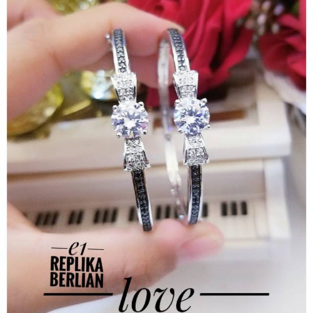 TERLARIS Set Perhiasan Lapis Emas Gelang Xuping Silver 1 Pcs XP0021 Semi Berlian Titanium Modis