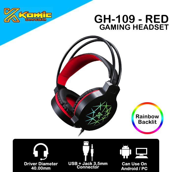 Headset Gaming Komic GH-109 - Mobile / PC Headset RGB Lighting