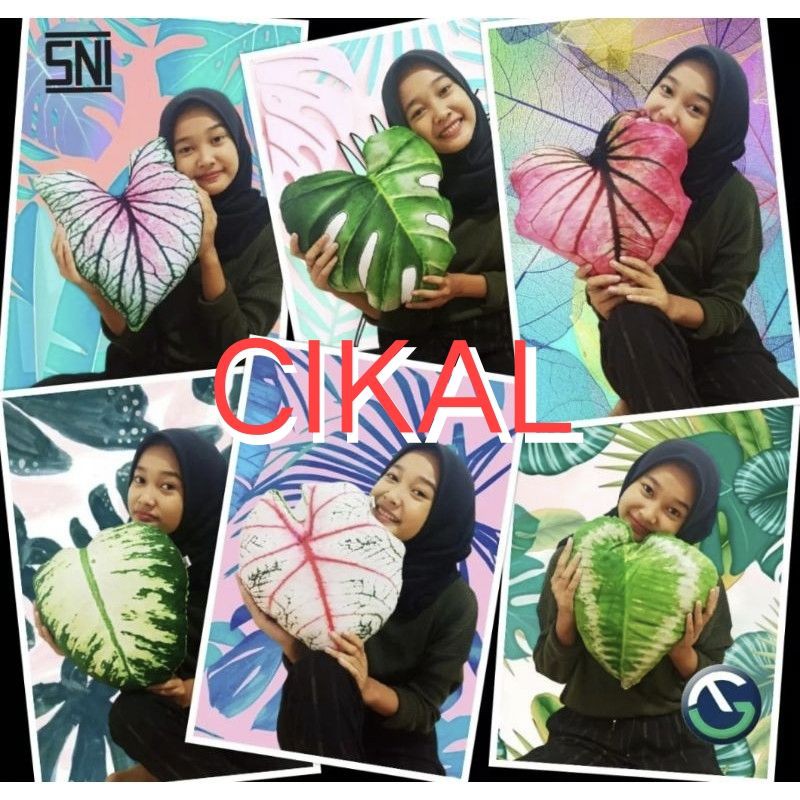 Bantal  Motif Daun Keladi/Bantal janda Bolong /Bantal Sofa