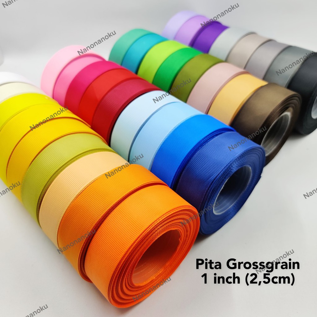 Pita Grossgrain 1 inch / Salur (2,5 cm) Gross Grain Per Rol/Gulung Hampers Souvenir Kado