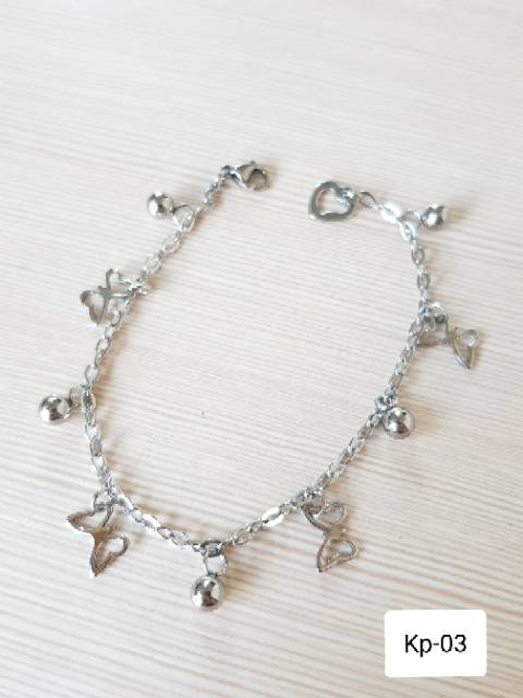 SET Gelang Tangan Kaki Kupu-kupu Silver Titanium Antikarat