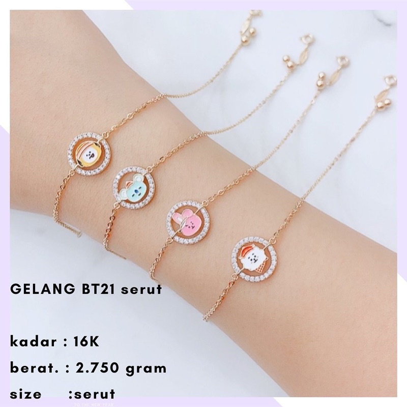 Gelang Emas BT21 Serut 2.750 Gr / Gelang Emas BTS