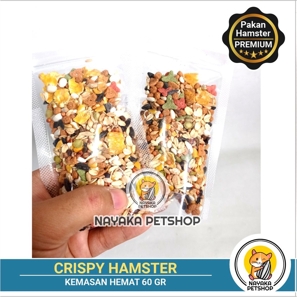 Kemasan Hemat Crispy Hamster 60 gr Pakan Hamster Premium Sultan Hamfood Makanan Mix