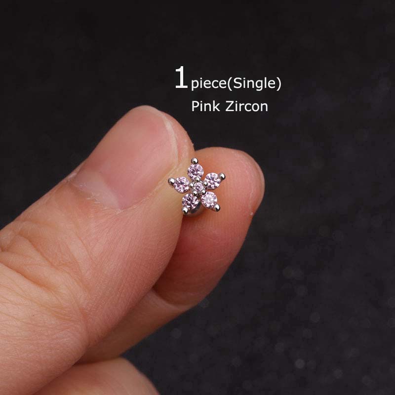 1piece Stainless Steel Flower Pinna Helix Piercing 16G Cartilage Earrings