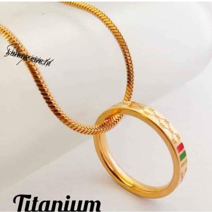 Kalung Titanium liontin gucci panjang 45cm anti karat