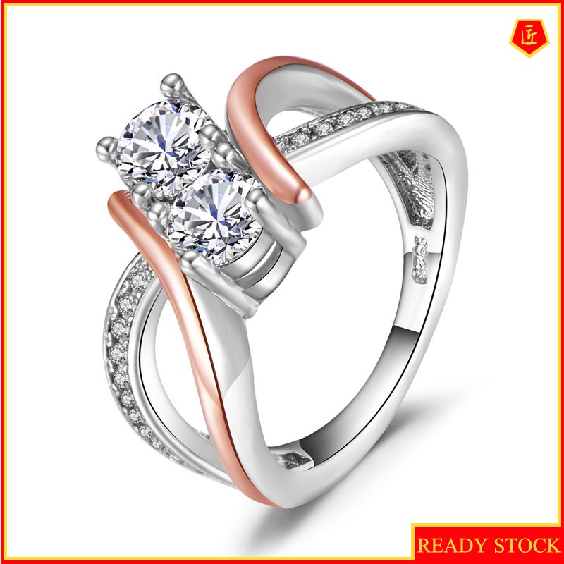 [Ready Stock]Creative Women Rose Gold Diamond-Studded Ring