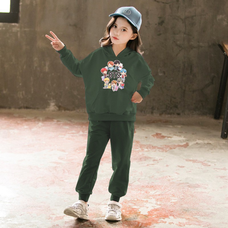 HOODIE HUDI HODI HOODI HUDIE + CELANA ANAK PEREMPUAN CEWEK WANITA BTS STELAN SETELAN BAJU JOGGER