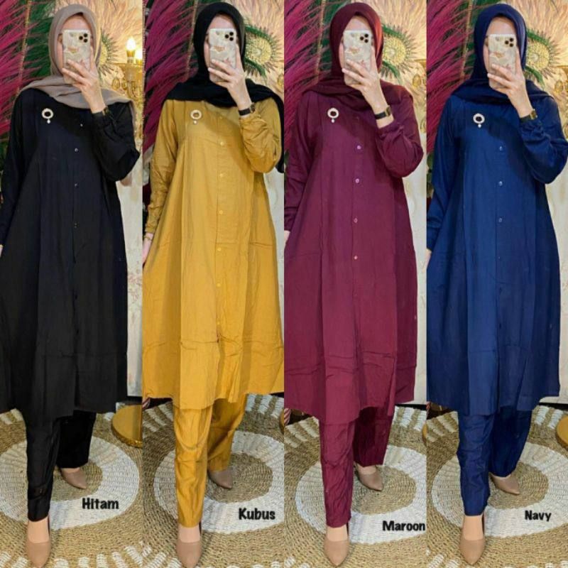 One Set Long Tunik Polos Setcel Long Tunik Premium Set long Tunik Jumbo