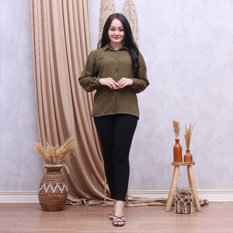 Kemeja cewek lengan panjang//kemeja wanita lengan balon//kemeja wanita lengan panjang//kemeja murah/