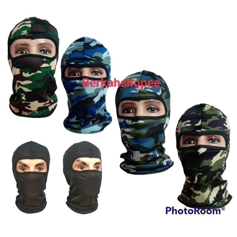 Masker Motor Sarung Kepala Helm Masker Balaclava ninja skull cap - HITAM ALL SIZE