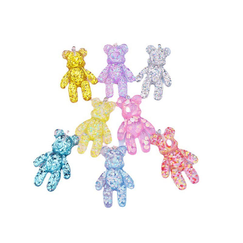 Lanfy Beruang Kecil Liontin Resin28 * 44MM DIY Membuat Keyring Craft Glitter Flatback Bracelets Charm