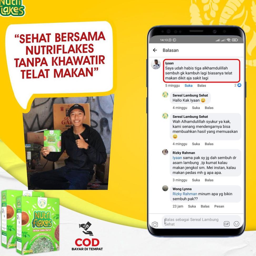 

E-ESW> ☛> NUTRIFLAKES SEREAL UMBI GARUT MINUMAN SERBUK UMBI GARUT - SEREAL SEHAT ATASI ASAM LAMBUNG, MAAG, GEERD - BPOM ORIGINAL 100% - ALAMI - SOLUSI DIET SEHAT PENGGANTI NASI (1 BOX) //amanah>