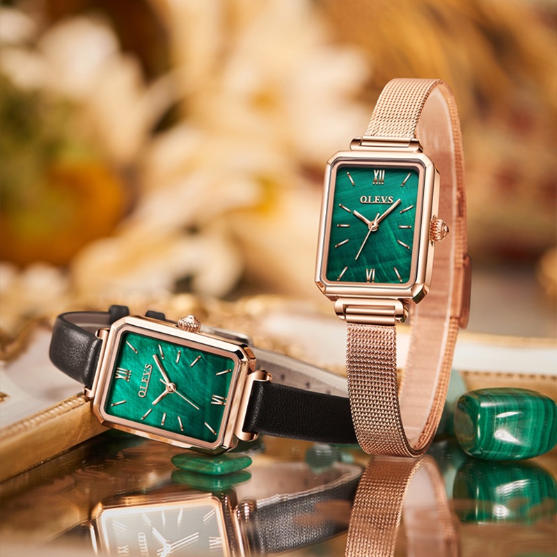 Jam Tangan Wanita A0080 Jam Tangan Hijau Malachite Hijau Kecil