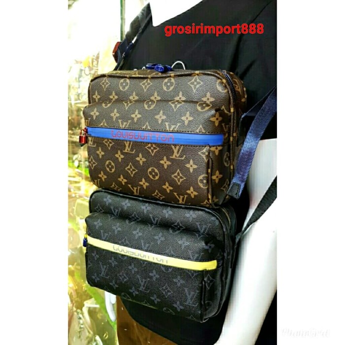 Pria-Selempang-Tas- Tas Selempang Lv Semi Premium Unisex - Mono Hitam -Tas-Selempang-Pria.