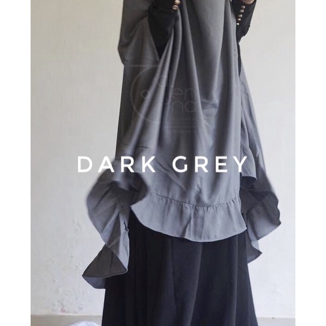 Preloved French Khimar FK ruffles Aljenna Dark grey