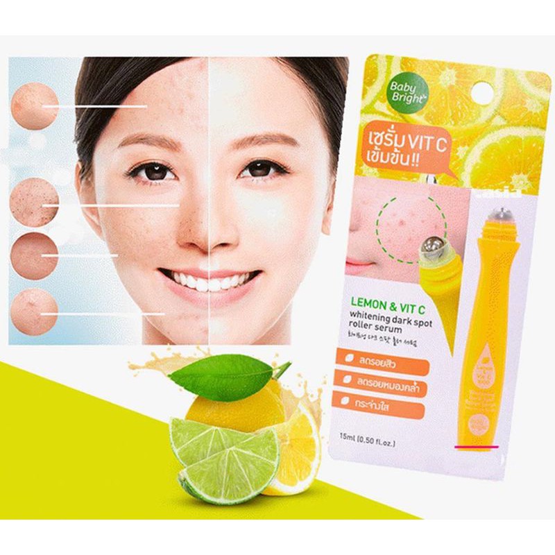 (READY) Baby Bright Lemon &amp; Vit C Whitening Dark Spot Roller Serum