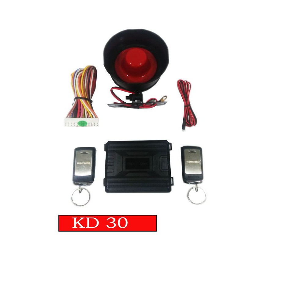 KUNCI MOBIL/ ALARM MOBIL DENGAN 2 REMOTE DAN KABEL, SIREN SET KD30