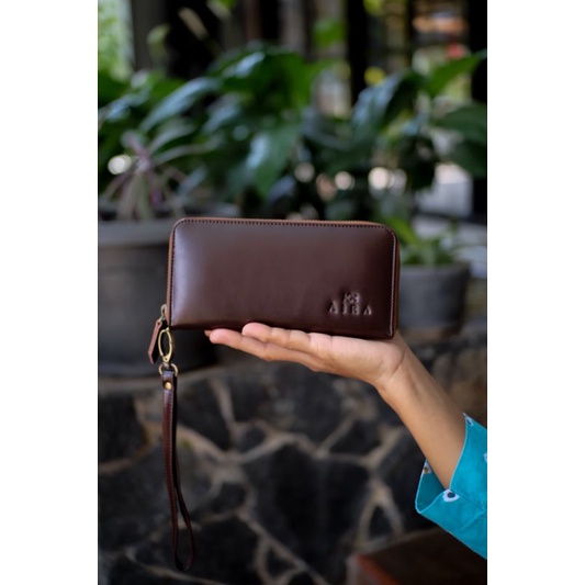AIRA | Dompet Kulit Asli Wanita Dahlia Wallet Dompet Simple Tali Pendek Dompet Kartu