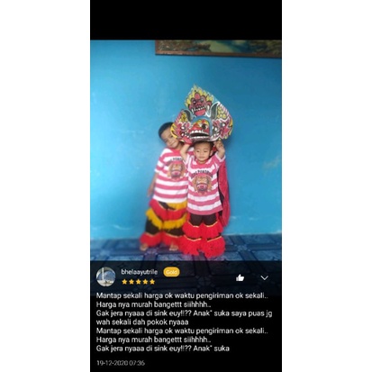 Mainan barongan devil jaranan asli yang besar 1 set caplokan spon kuda lumping reog Ponorogo rogonan