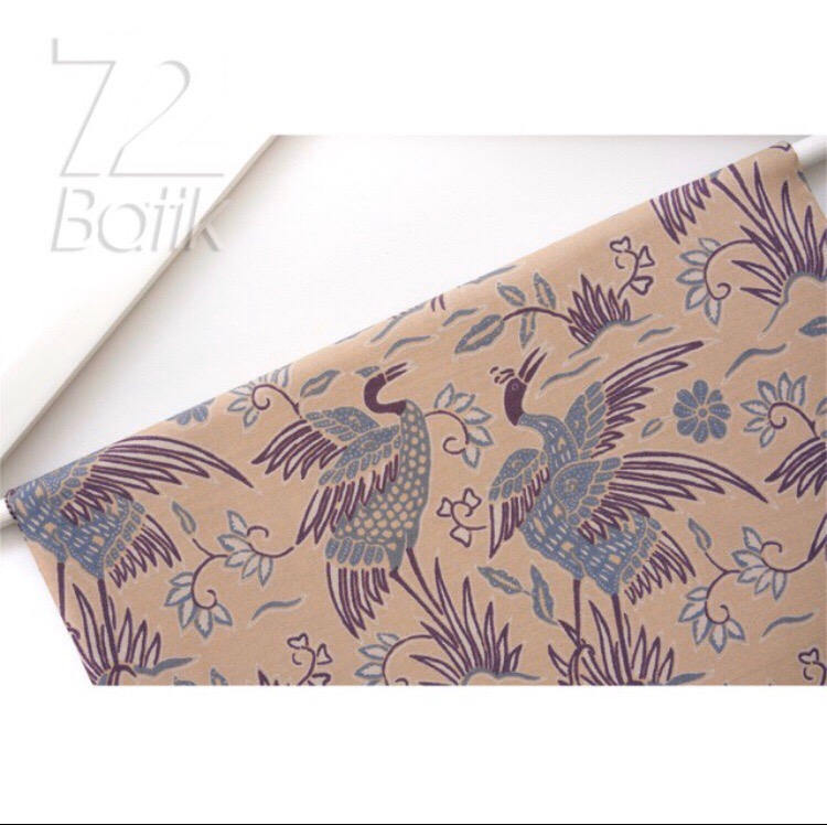 Kemeja Batik Pria Lengan Panjang Premium Bangau Two Tone Pagi Sore Cream Putih Tulang 725903 Cap 72