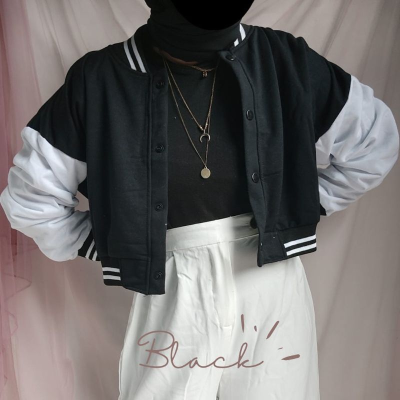 Nirina crop baseball jacket // jaket crop