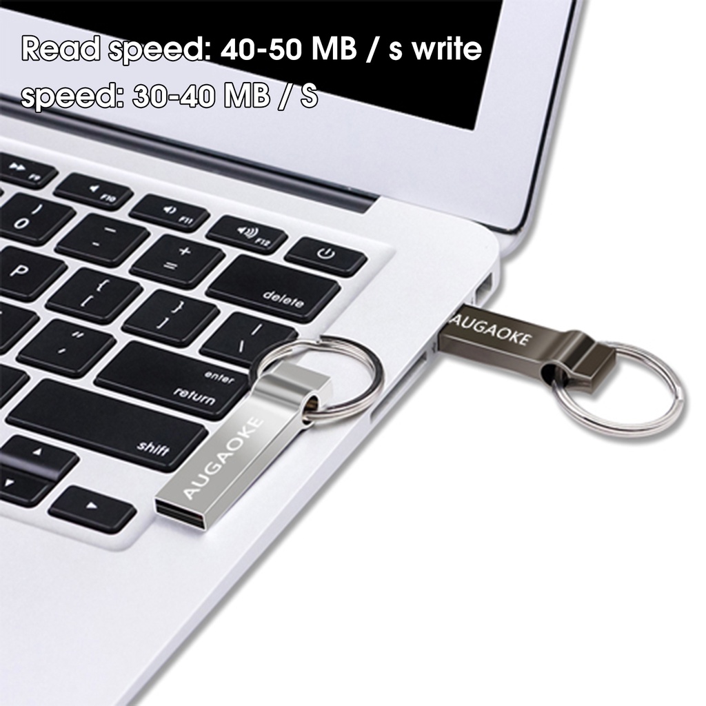 (Huluboy) Augaoke 8 / 16 / 32 / 64 / 128GB Flash Disk USB Plug &amp; Play Portable Bahan Metal Untuk Komputer