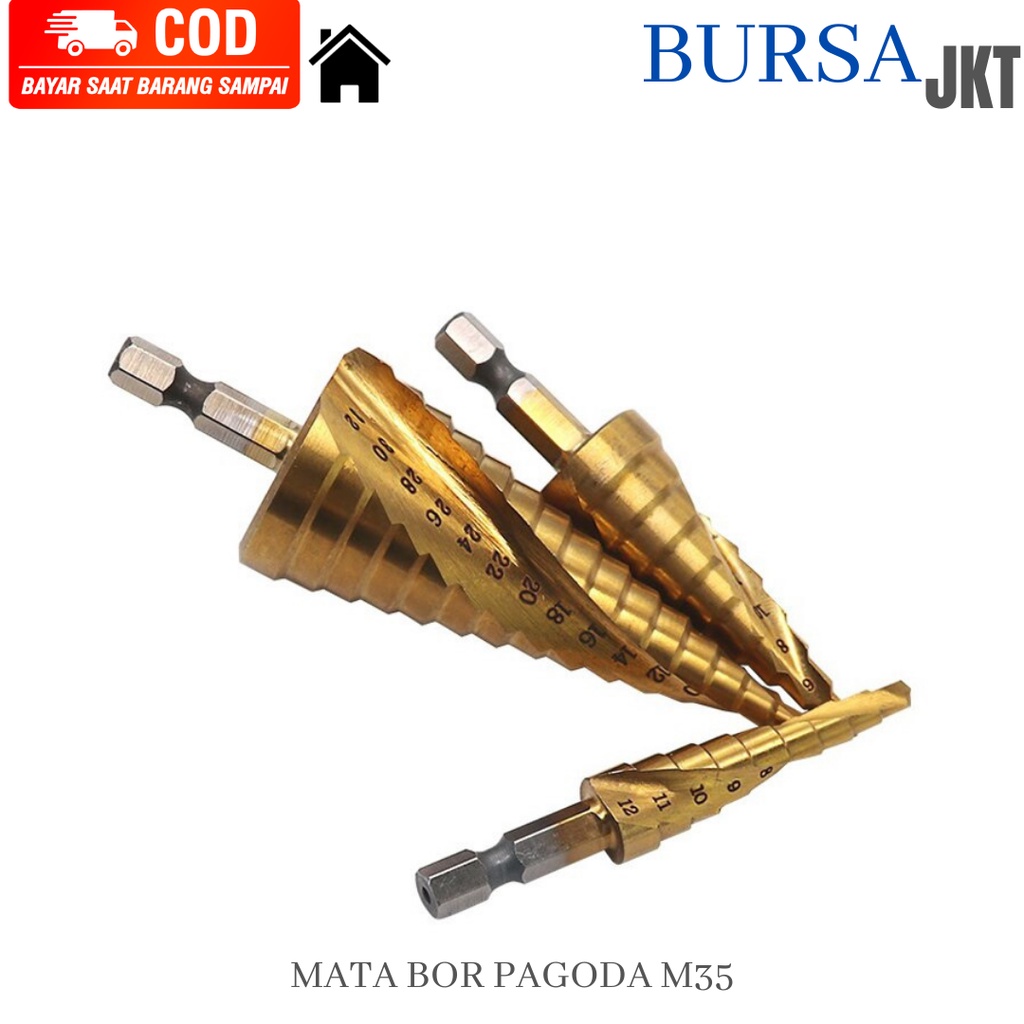 MATA BOR STEP DRILL KERUCUT COBALT M35 SPIRAL PAGODA 4 - 12 BOR BESI STAINLESS