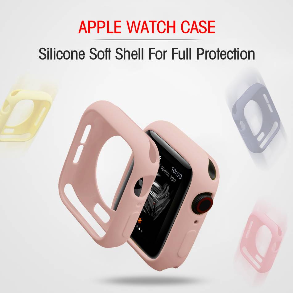 Soft Case Pelindung Bahan Tpu Warna Permen Untuk Apple Watch Se 6 / 5 / 4 / 3 / 2 / 1 38mm 40mm 42mm 44mm