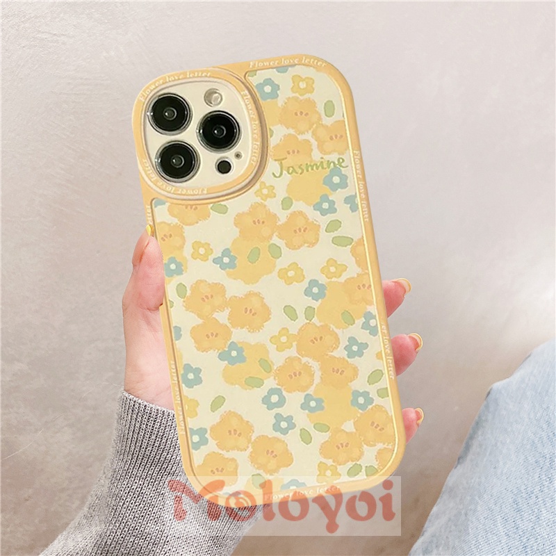 Soft Case TPU Motif Bunga Kuning Gaya Retro Untuk IPhone 7 8 Plus X XR 11 13 112 Pro Max XS Max 7 Plus 8 Plus 6 6s SE 2020