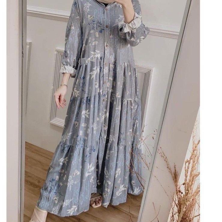 Dijamin Miring harga.. ABERIA DRESS FULL KANCING BUSUI - GAMIS RAYON JUMBO MOTIF ABERIA BUSUI - ZULI