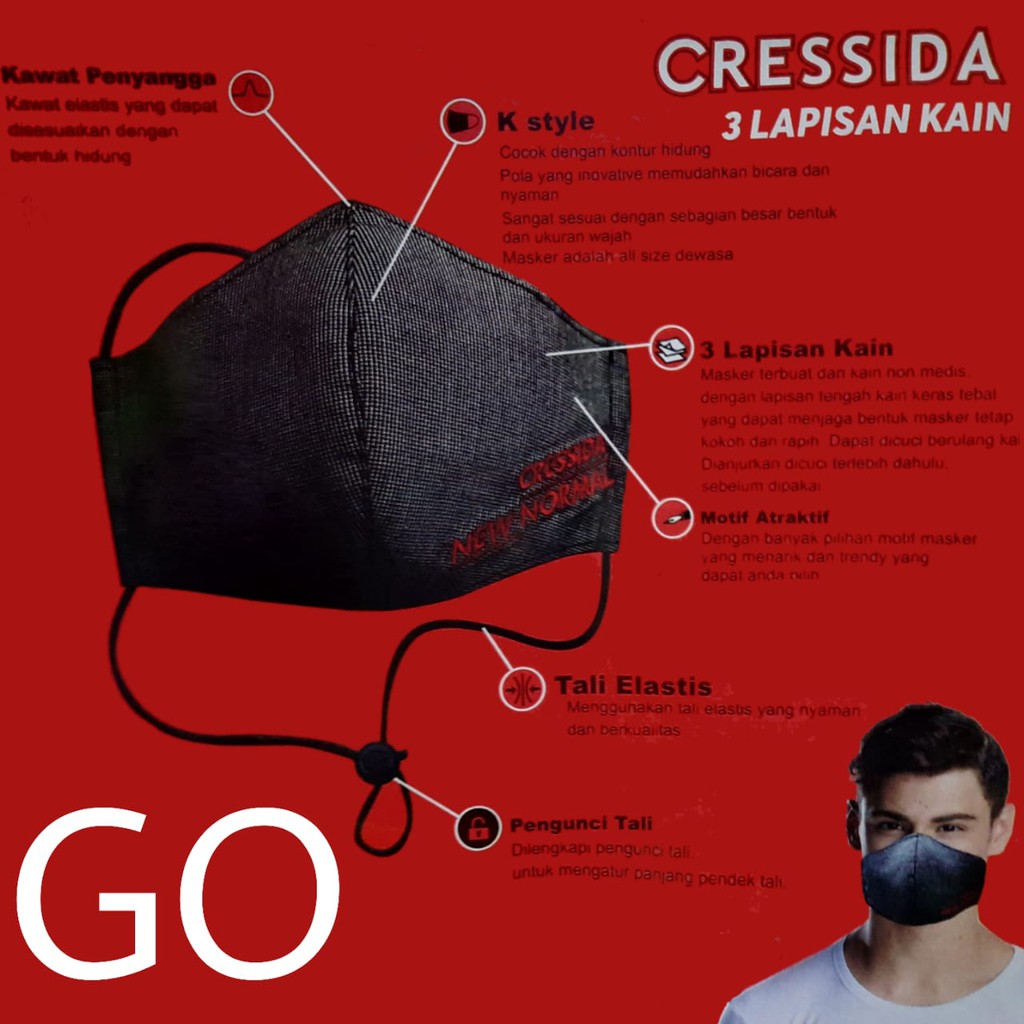 gof CRESSIDA MASKER TALI PENGATUR Isi 2 Masker Dewasa Kawat - EAFA.G00017